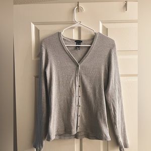 Gap Stretch Cotton Gray Ribbed Snap Button Cardigan
